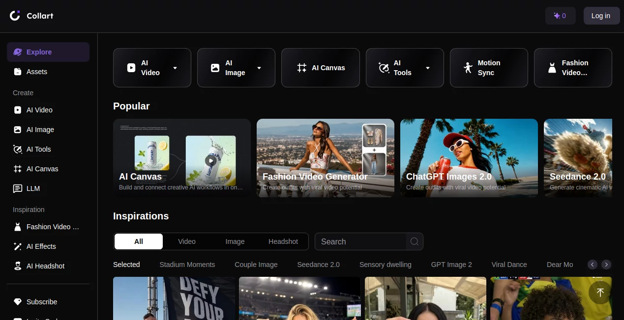 Screenshot of Collart – An AI tool in the ,AI Text to Image ,AI Photo & Image Generator ,AI Image to Video ,AI Video Generator  category, showcasing its interface and key features.