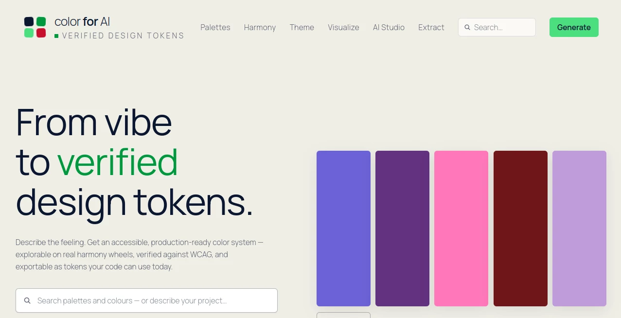 Screenshot of color for AI – An AI tool in the ,AI Photo & Image Generator ,AI Image to Image ,AI Art Generator ,AI Design Generator  category, showcasing its interface and key features.