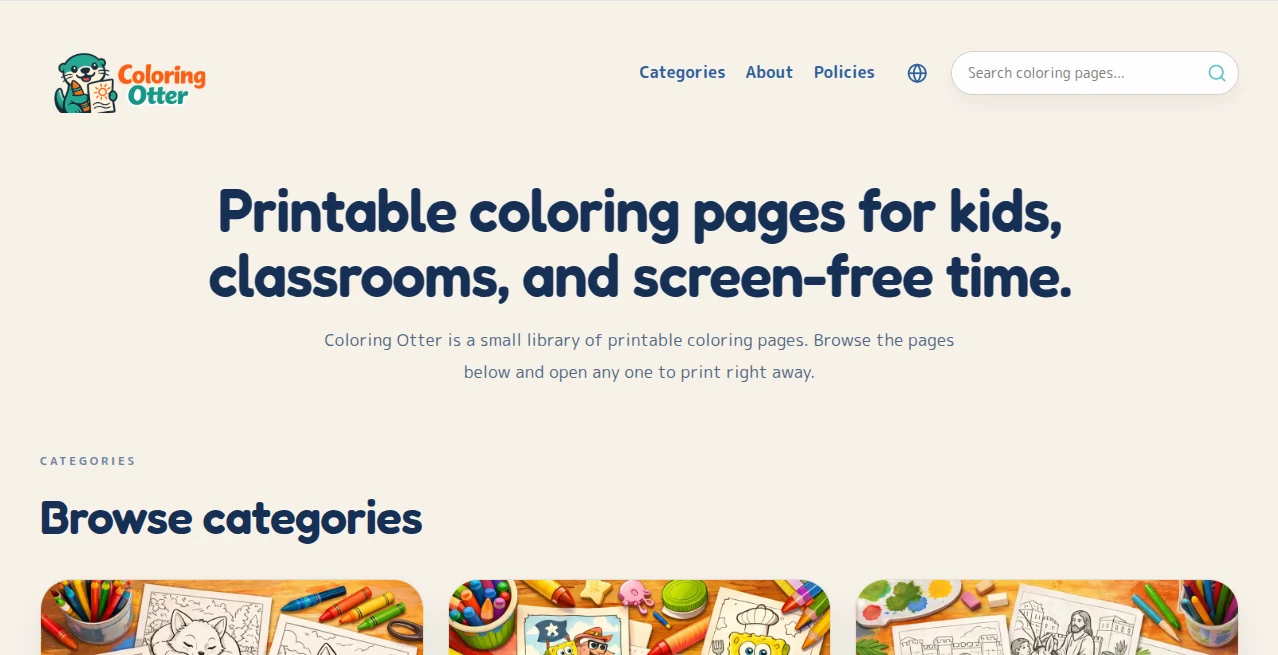 Screenshot of Coloring Otter – An AI tool in the ,AI Fun Tools ,Photo & Image Editor ,AI Art Generator ,AI Design Generator  category, showcasing its interface and key features.