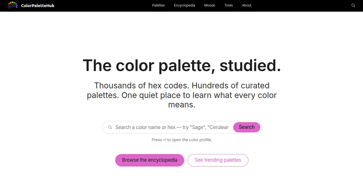 Screenshot of ColorPaletteHub – An AI tool in the ,AI Design Assistant ,AI Background Generator ,AI Art Generator ,AI Graphic Design  category, showcasing its interface and key features.
