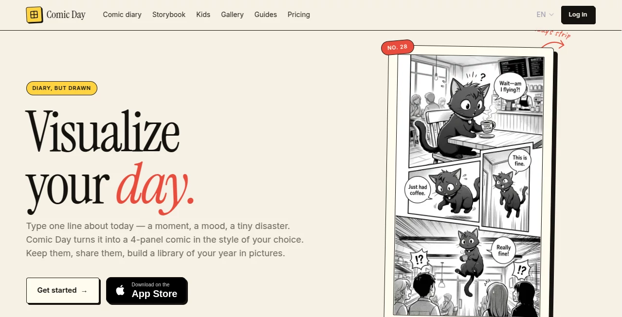 Screenshot of Comic Day – An AI tool in the ,AI Creative Writing ,AI Illustration Generator ,AI Story Writing ,AI Manga & Comic  category, showcasing its interface and key features.