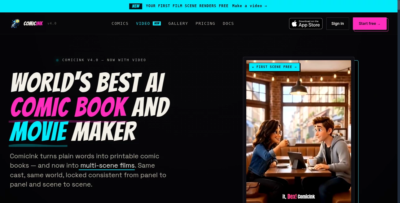 Screenshot of ComicInk – An AI tool in the ,AI Story Writing ,AI Photo & Image Generator ,AI Manga & Comic ,AI Video Generator  category, showcasing its interface and key features.