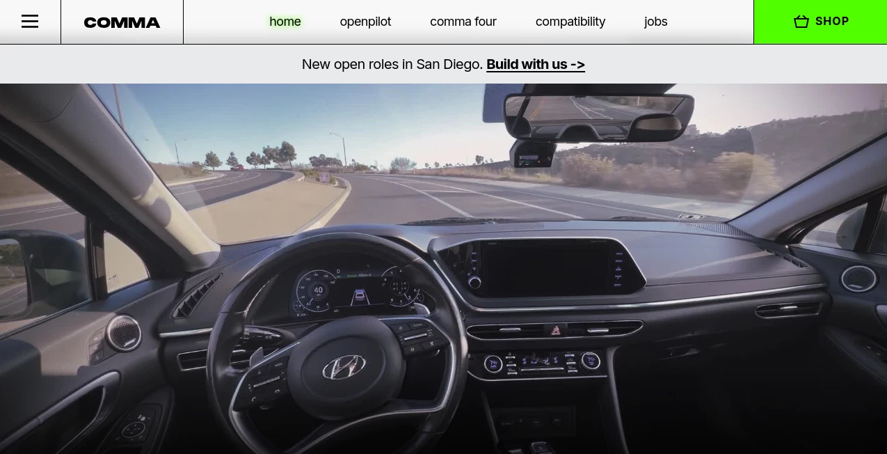 Screenshot of comma ai – An AI tool in the ,Other  category, showcasing its interface and key features.