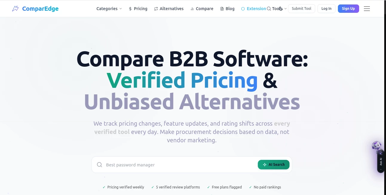 Screenshot of ComparEdge – An AI tool in the ,AI Tools Directory  category, showcasing its interface and key features.