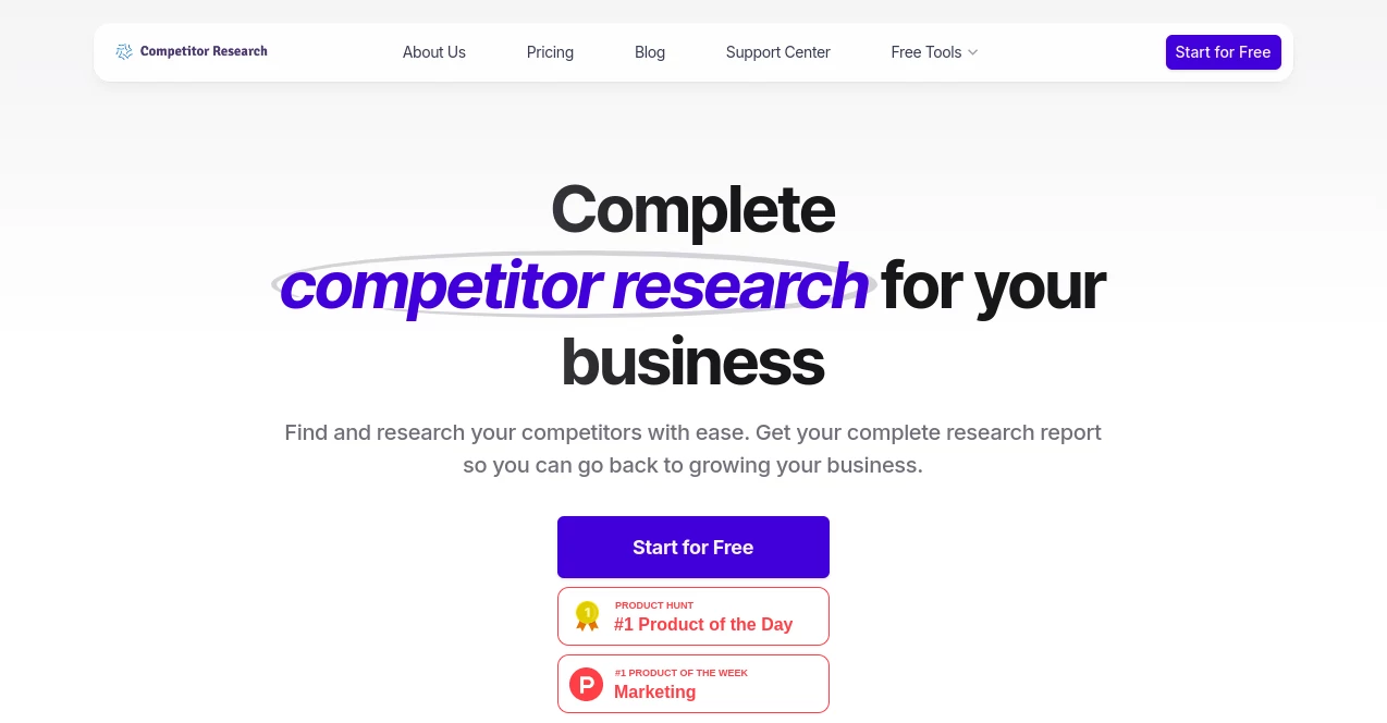 Screenshot of Competitor Research – An AI tool in the ,AI SEO Assistant ,AI Marketing Plan Generator ,AI Research Tool ,AI Business Ideas Generator  category, showcasing its interface and key features.