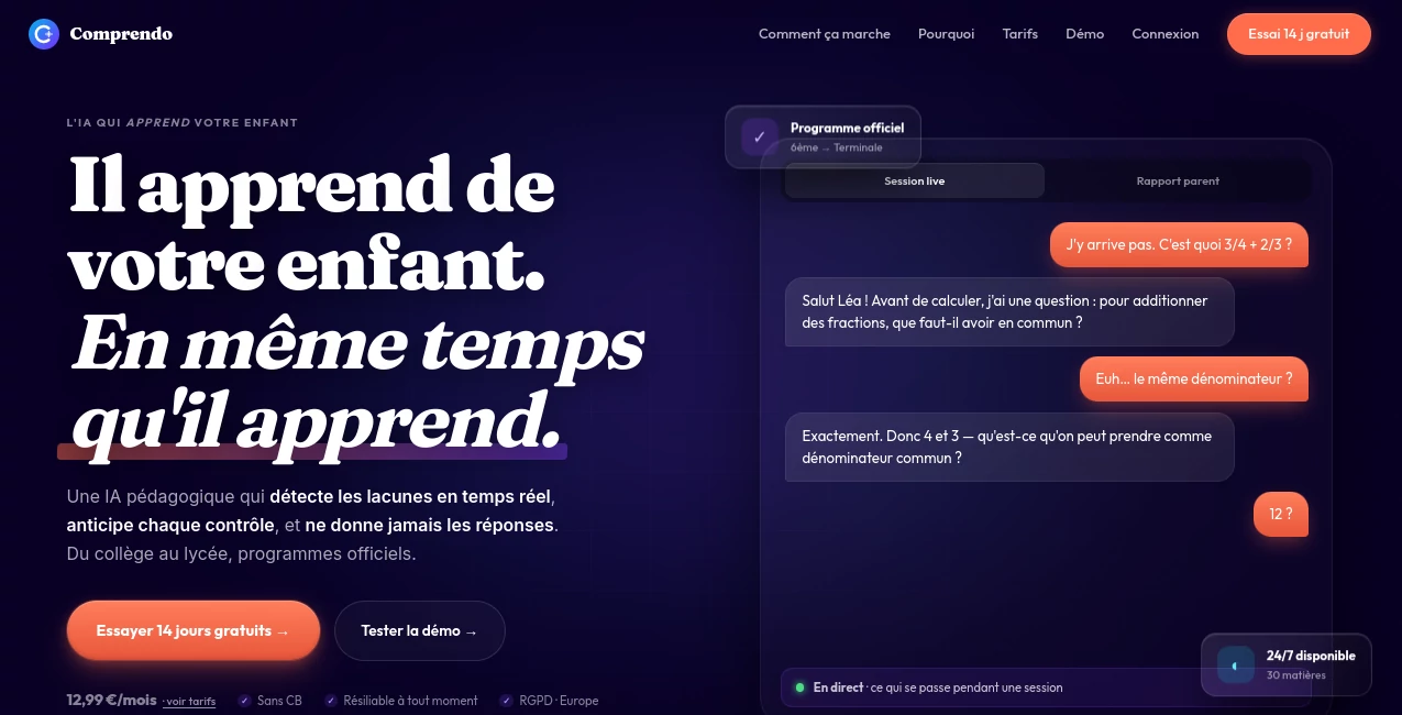 Screenshot of Comprendo – An AI tool in the ,Education ,AI Education Assistant ,AI Homework Helper ,AI Coaching  category, showcasing its interface and key features.