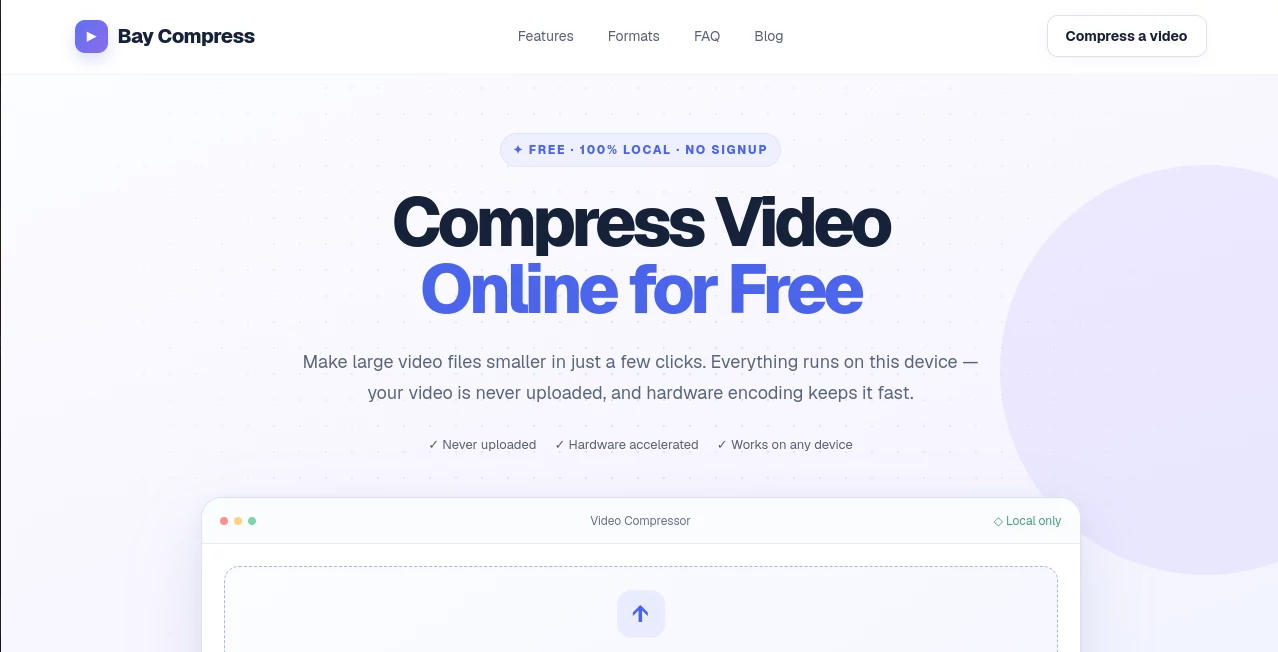Screenshot of Bay Compress – An AI tool in the ,Other  category, showcasing its interface and key features.