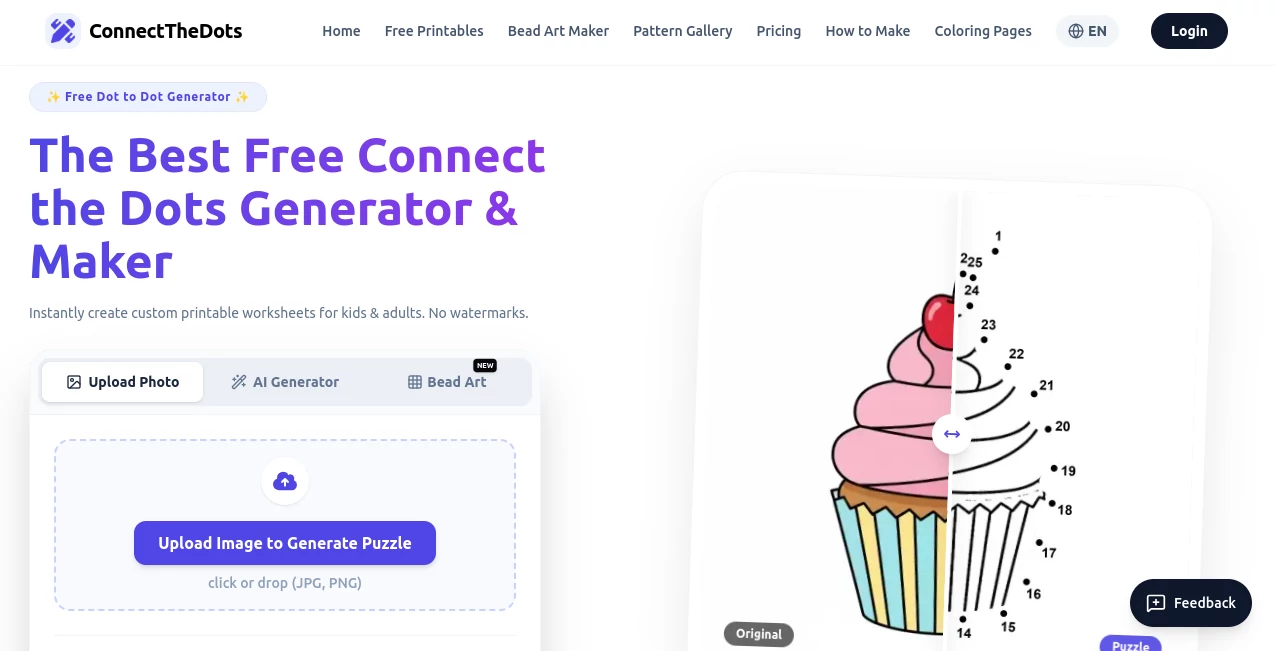 Screenshot of ConnectTheDotsPrintable – An AI tool in the ,AI Parenting ,AI Fun Tools ,AI Education Assistant ,Education  category, showcasing its interface and key features.
