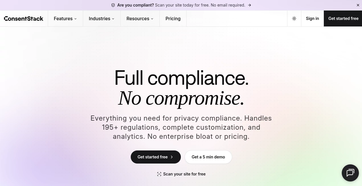 Screenshot of ConsentStack – An AI tool in the ,AI Workflow Management ,AI Customer Service Assistant ,AI Analytics Assistant ,AI Developer Tools  category, showcasing its interface and key features.