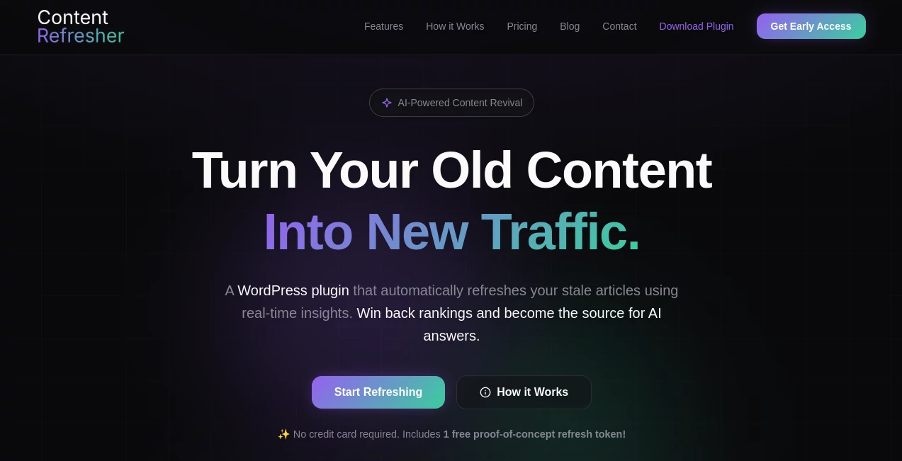 Screenshot of Content Refresher - WP Plugin – An AI tool in the ,AI Paraphraser ,AI Content Generator ,AI SEO Assistant ,AI Rewriter  category, showcasing its interface and key features.