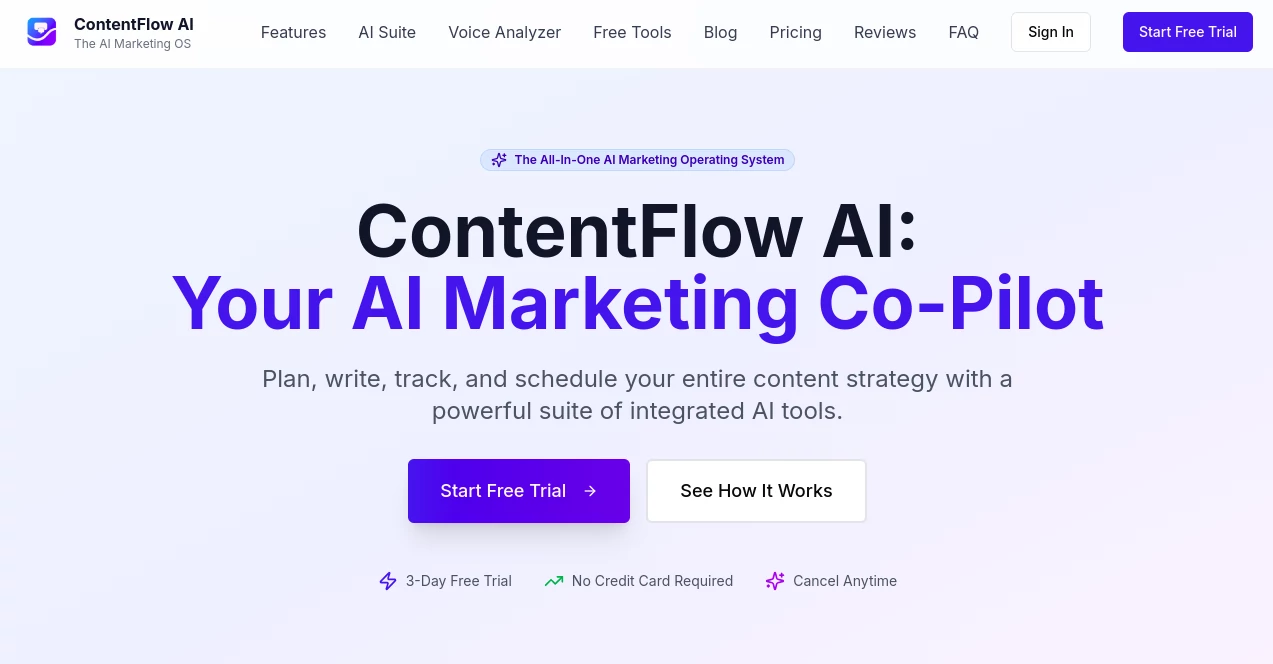 Screenshot of Content flow AI – An AI tool in the ,AI SEO Assistant ,AI Content Generator ,AI Copywriting ,AI Blog Writer  category, showcasing its interface and key features.