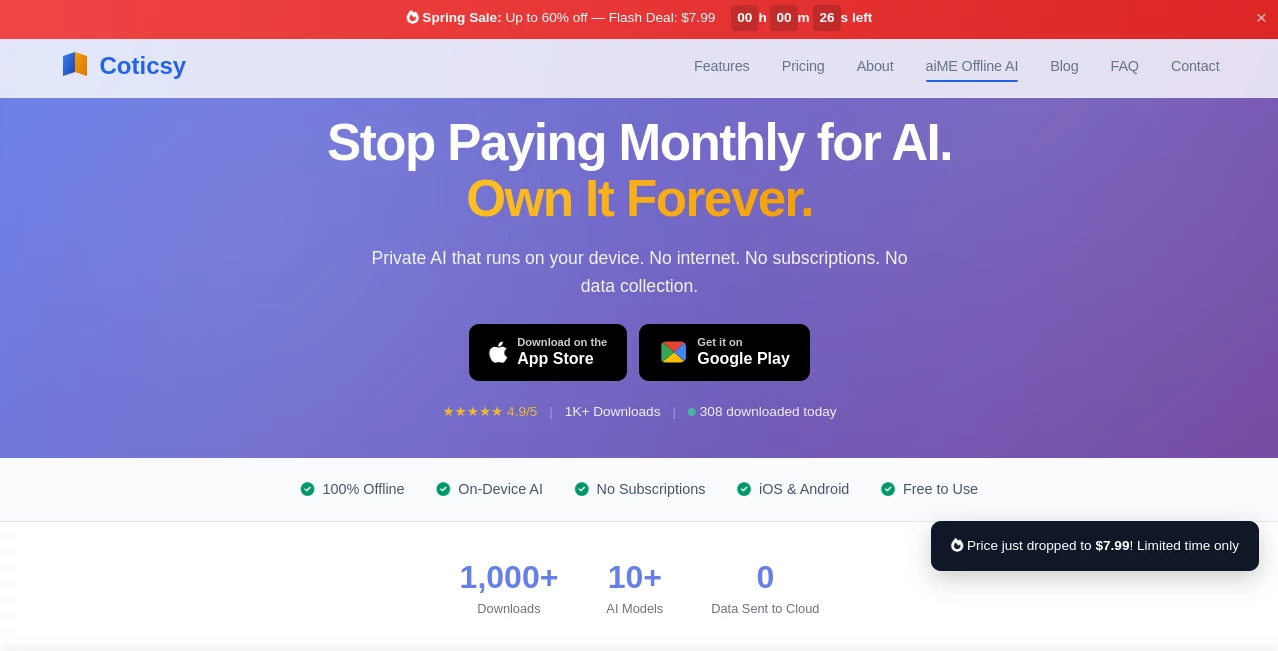 Screenshot of aiME Private AI – An AI tool in the ,AI Life Assistant ,AI Productivity Tools ,AI Chatbot  category, showcasing its interface and key features.