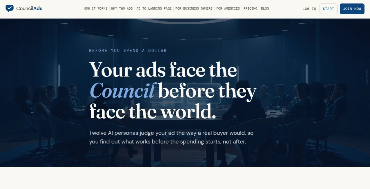 Screenshot of CouncilAds – An AI tool in the ,AI Response Generator ,Marketing ,AI Analytics Assistant ,AI Advertising Assistant  category, showcasing its interface and key features.