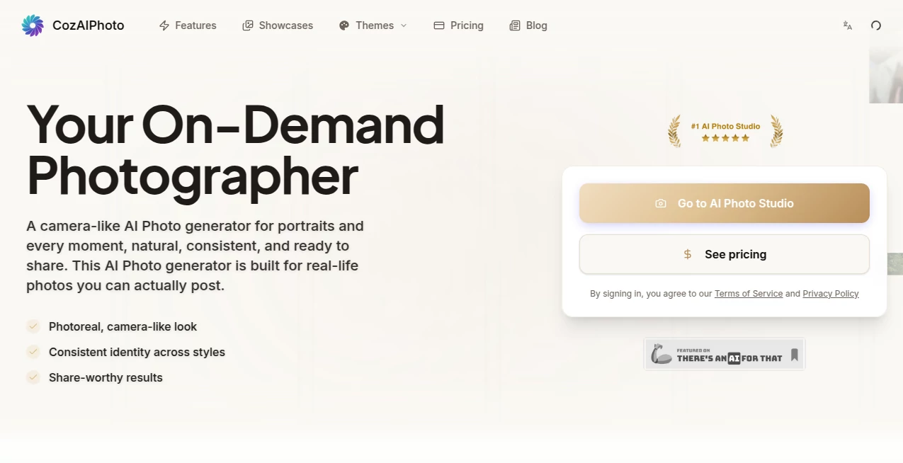 Screenshot of CozAIPhoto – An AI tool in the ,Photo & Image Editor ,AI Photo Enhancer ,AI Art Generator ,AI Design Generator  category, showcasing its interface and key features.