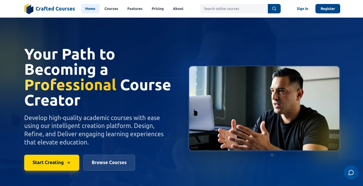 Screenshot of Crafted Courses – An AI tool in the ,AI Coaching ,AI Tutorial ,AI Course ,AI Education Assistant  category, showcasing its interface and key features.