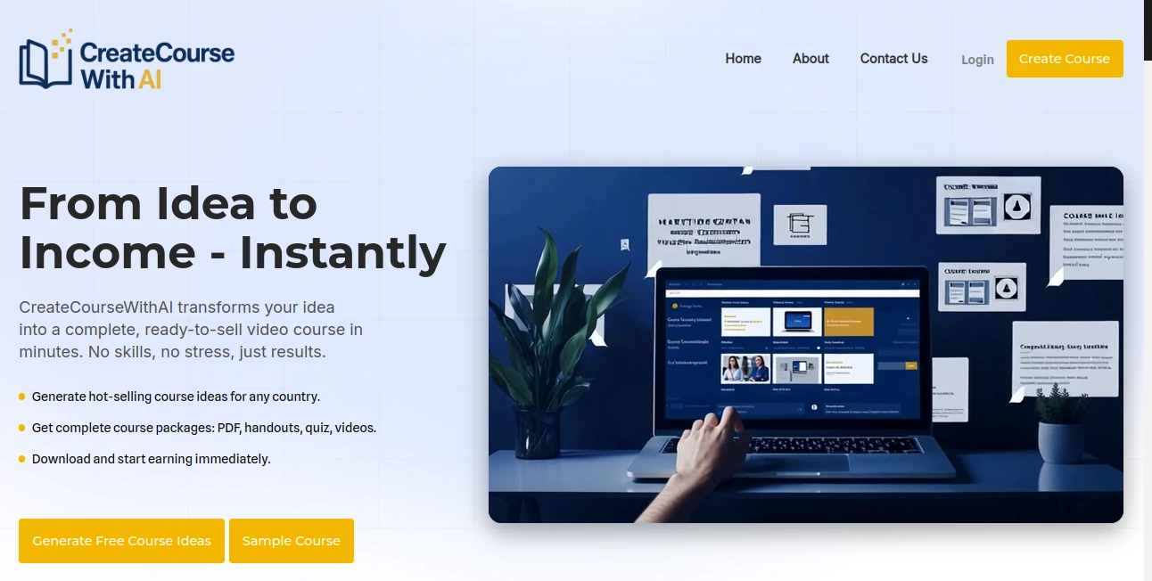 Screenshot of CreateCourseWithAI – An AI tool in the ,AI Content Generator ,AI Tutorial ,AI Course ,AI Education Assistant  category, showcasing its interface and key features.