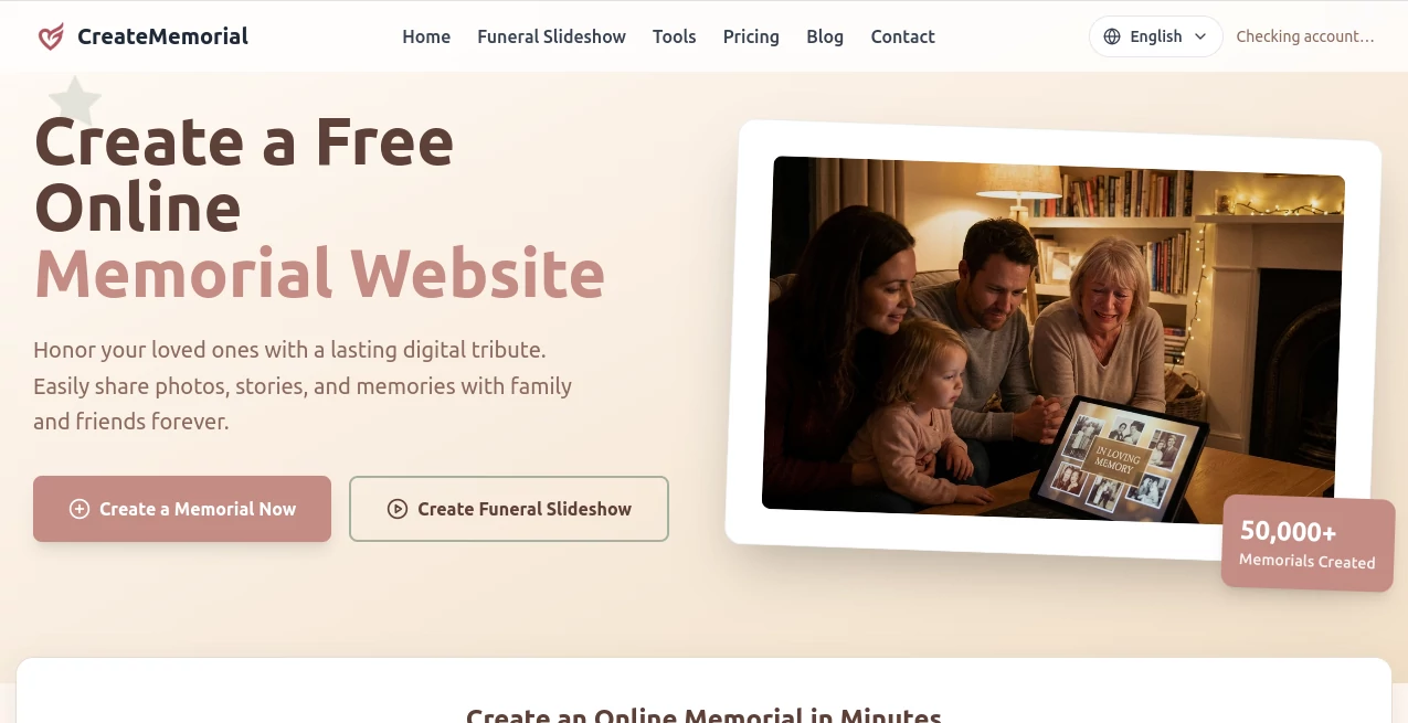 Screenshot of CreateMemorial – An AI tool in the ,AI Life Assistant ,AI Fun Tools  category, showcasing its interface and key features.
