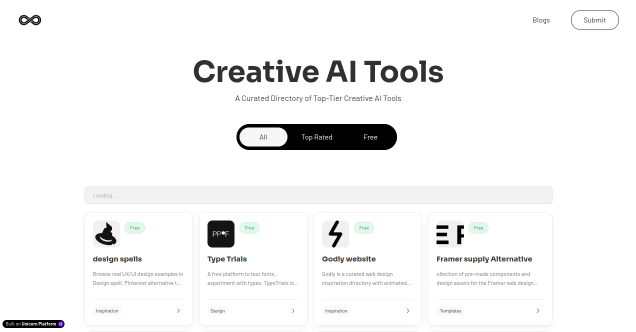 Screenshot of Creative ai tools – An AI tool in the ,AI Video Editor ,AI Design Generator ,Photo & Image Editor ,AI Productivity Tools ,AI Content Generator  category, showcasing its interface and key features.