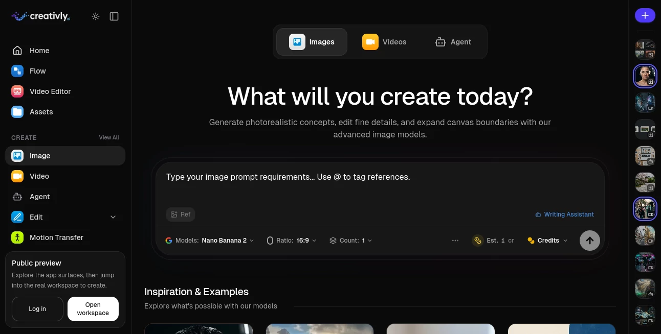 Screenshot of Creativly Image – An AI tool in the ,AI Photo & Image Generator ,AI Image to Image ,AI Text to Image  category, showcasing its interface and key features.