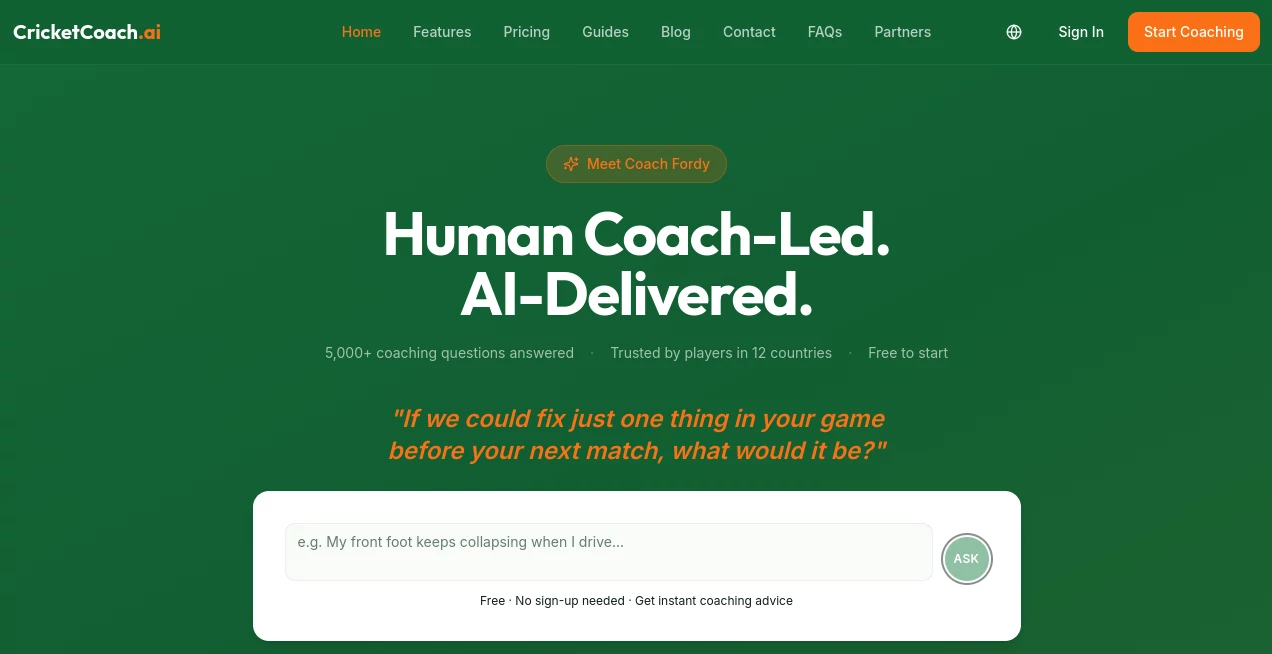 Screenshot of CricketCoach – An AI tool in the ,AI Life Assistant ,AI Education Assistant ,AI Coaching ,AI Sports  category, showcasing its interface and key features.