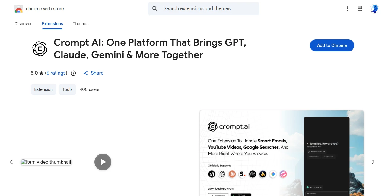 Screenshot of Crompt AI – An AI tool in the ,AI Documents Assistant ,AI Productivity Tools ,AI Research Tool ,AI Chatbot  category, showcasing its interface and key features.