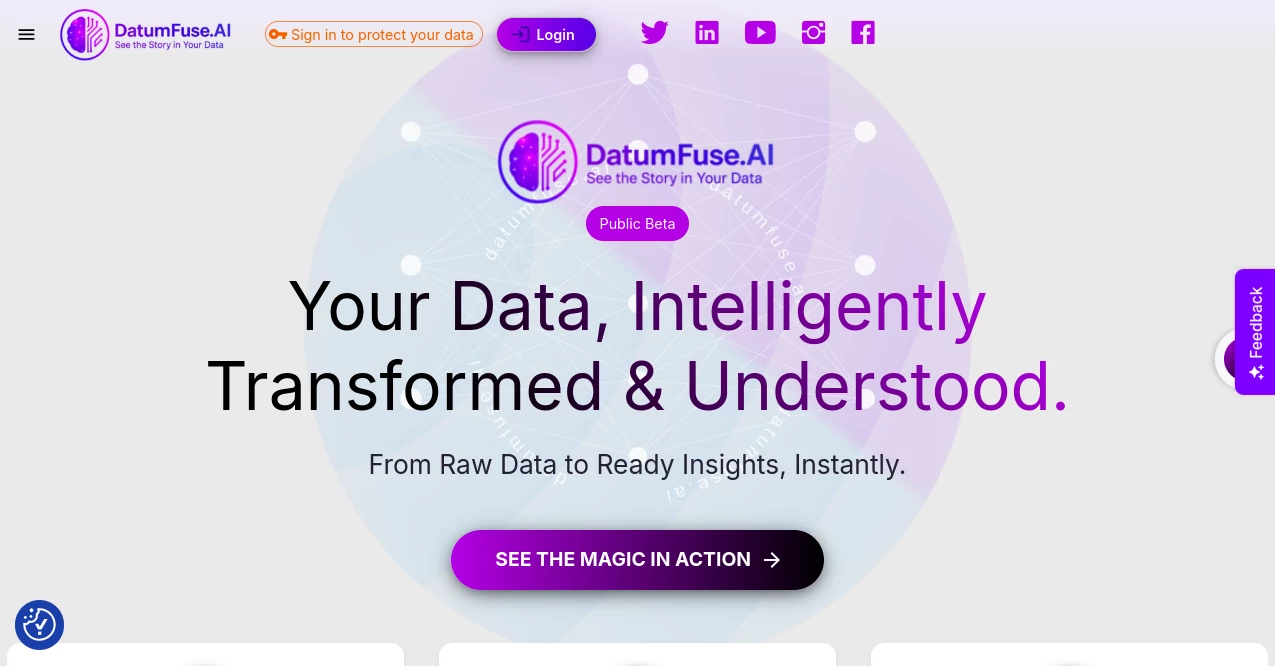 Screenshot of DATUMFUSE AI – An AI tool in the ,AI Data Mining ,AI Marketing Plan Generator ,AI Analytics Assistant  category, showcasing its interface and key features.