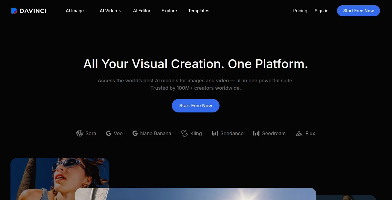 Screenshot of DaVinci AI – An AI tool in the ,AI Photo & Image Generator ,AI Logo Generator ,AI Avatar Generator ,AI Art Generator  category, showcasing its interface and key features.