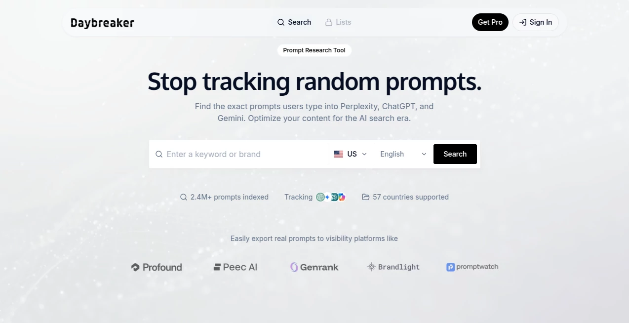 Screenshot of Daybreaker – An AI tool in the ,AI Research Tool ,AI Analytics Assistant ,AI SEO Assistant ,Marketing  category, showcasing its interface and key features.