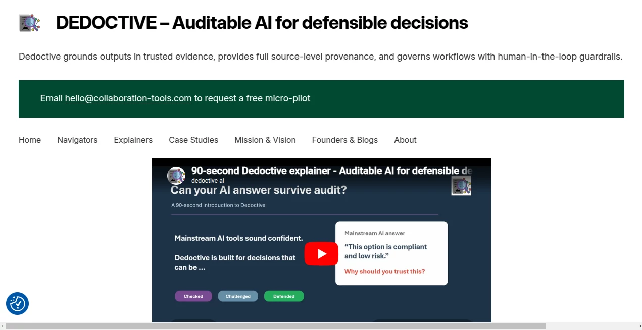 Screenshot of Dedoctive – An AI tool in the ,AI Developer Tools ,AI Research Tool ,AI Knowledge Base ,AI Workflow Management  category, showcasing its interface and key features.