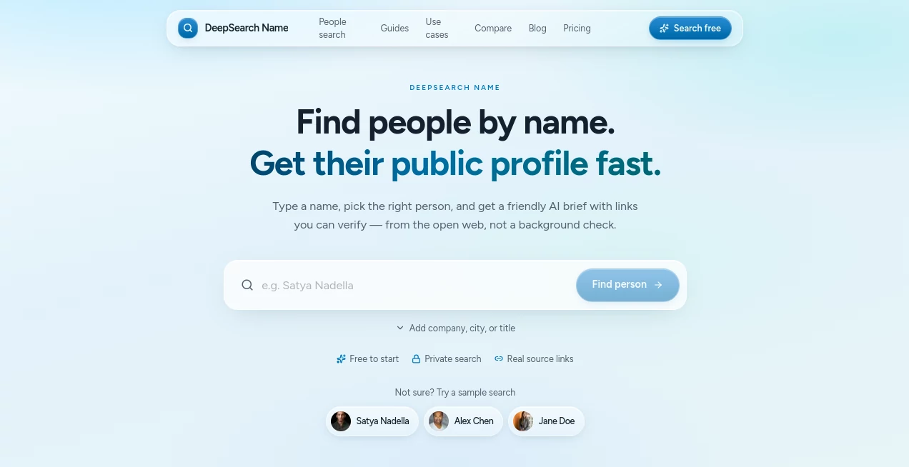 Screenshot of DeepSearch Name – An AI tool in the ,AI Research Tool ,AI Recruiting ,AI Search Engine  category, showcasing its interface and key features.