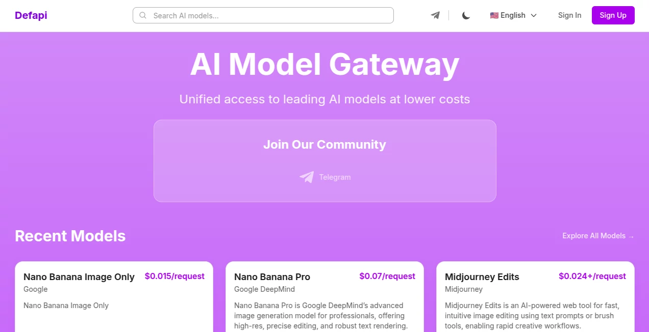 Screenshot of Defapi – An AI tool in the ,Large Language Models (LLMs) ,AI API Design ,AI Developer Docs ,AI Developer Tools  category, showcasing its interface and key features.