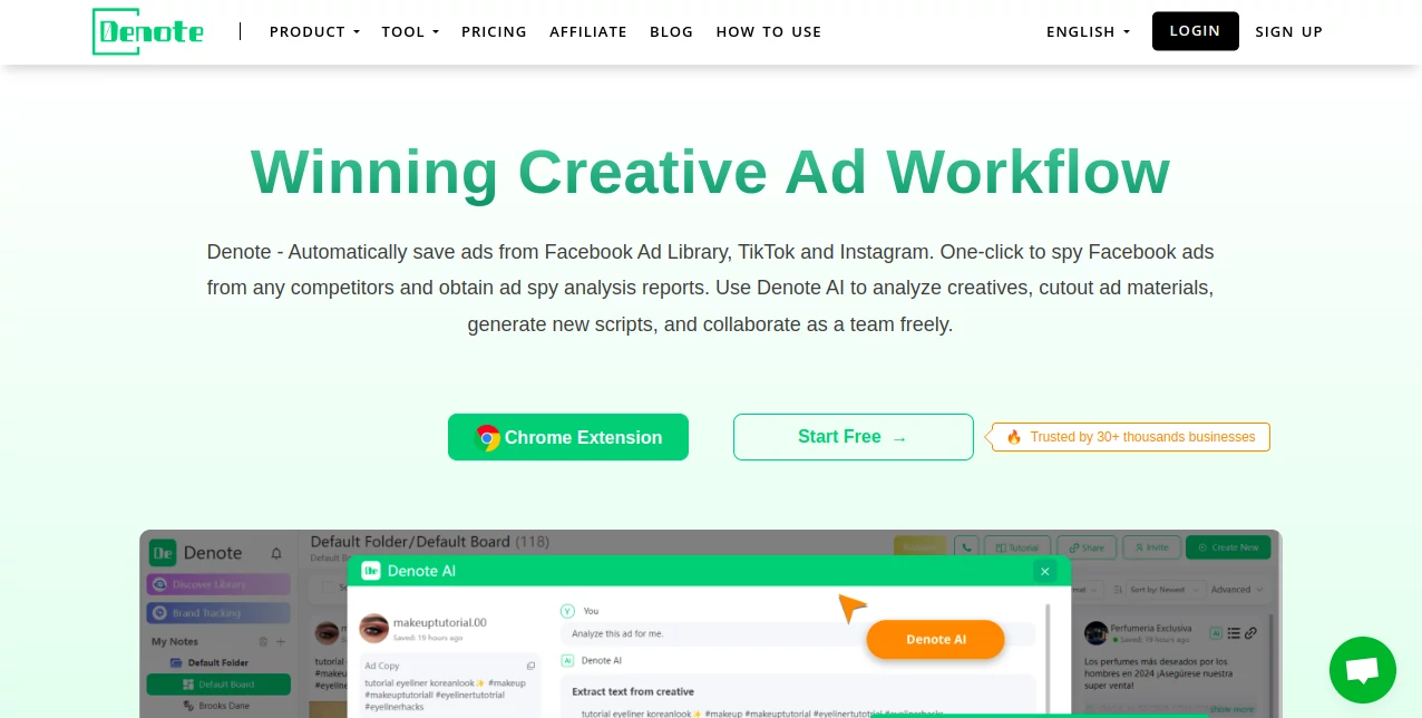 Screenshot of Denote – An AI tool in the ,AI Ad Creative Assistant ,AI Ad Generator ,AI Digital Marketing Generator ,AI Social Media Assistant  category, showcasing its interface and key features.