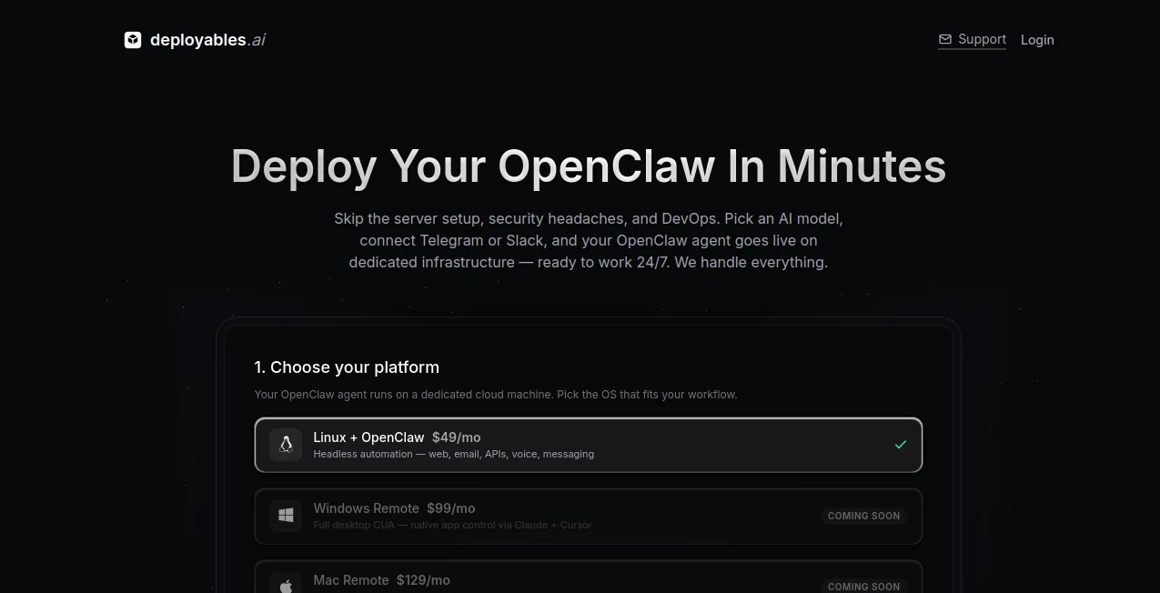 Screenshot of Deployables – An AI tool in the ,AI Developer Tools ,AI App Builder ,AI Voice Assistants ,AI Workflow Management  category, showcasing its interface and key features.