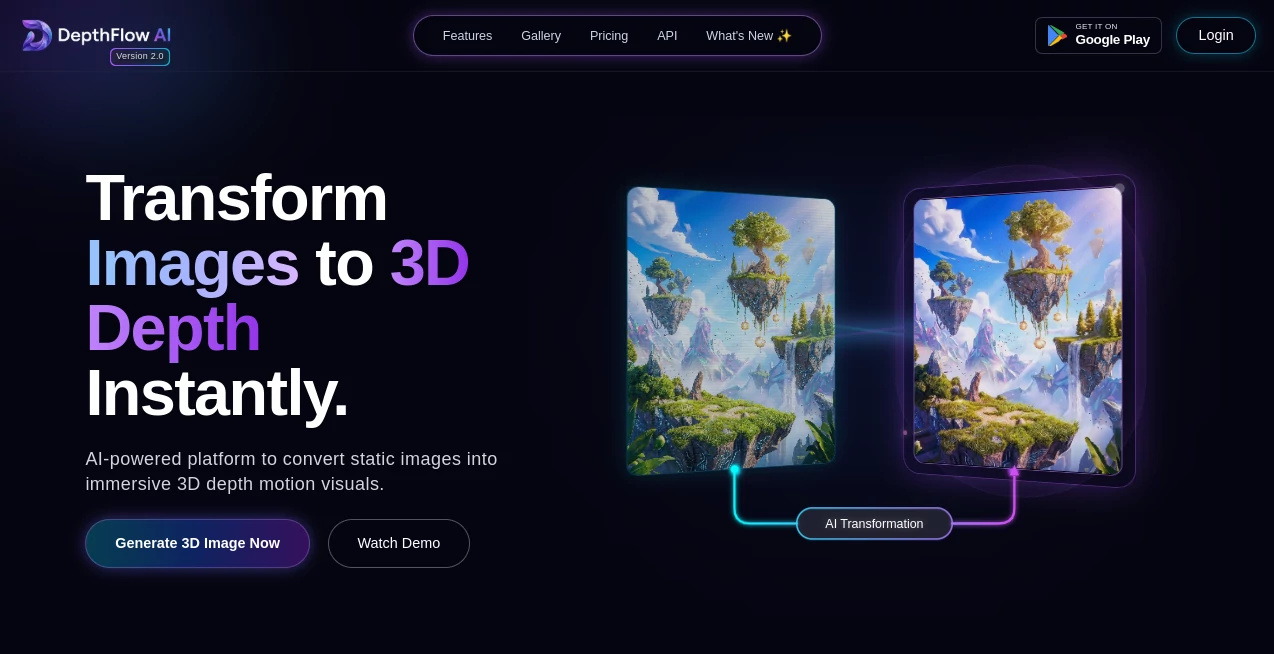 Screenshot of DepthFlow – An AI tool in the ,AI Photography ,AI Image to Video ,AI Video Editor ,AI Video Generator  category, showcasing its interface and key features.