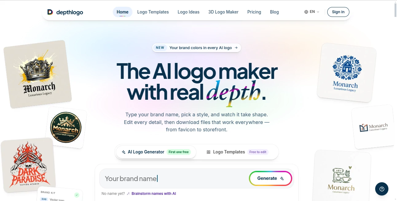 Screenshot of DepthLogo – An AI tool in the ,Image  category, showcasing its interface and key features.