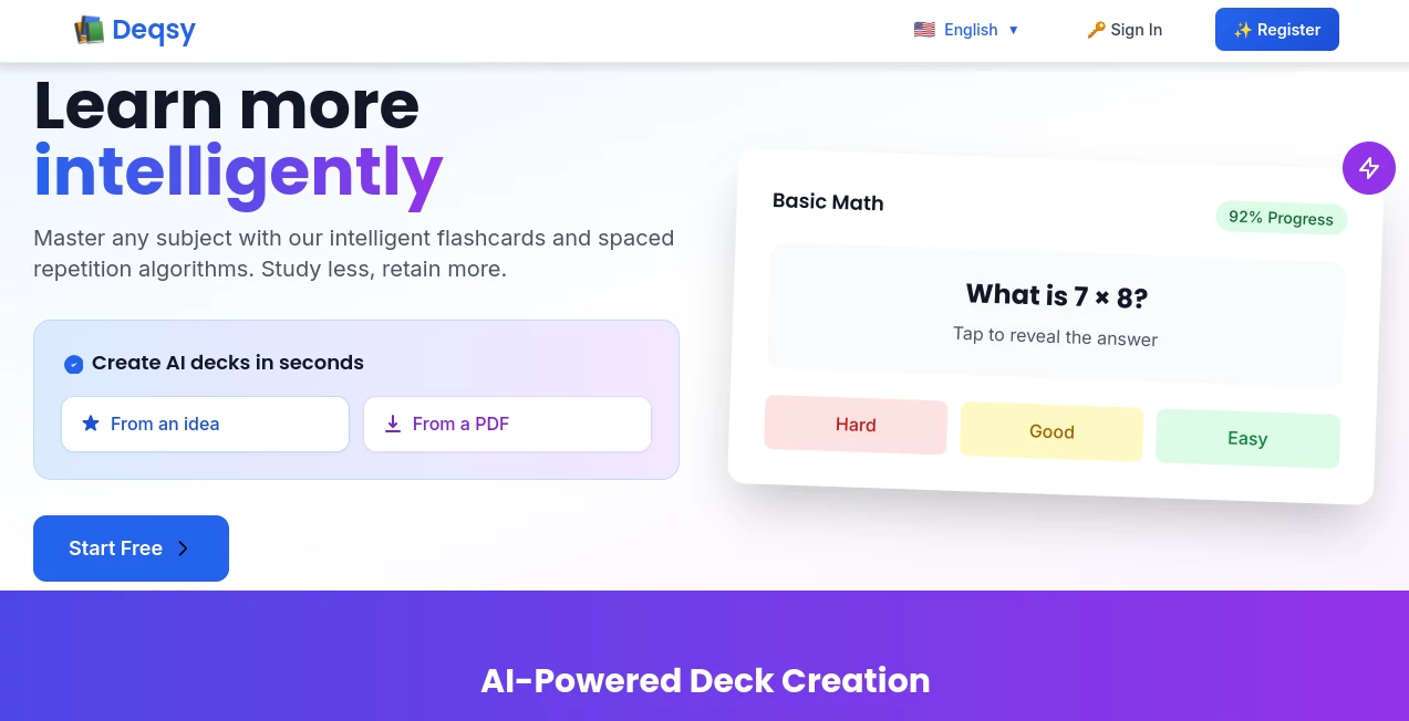 Screenshot of Deqsy – An AI tool in the ,AI Knowledge Base ,AI Tutorial ,AI Course ,AI Education Assistant  category, showcasing its interface and key features.