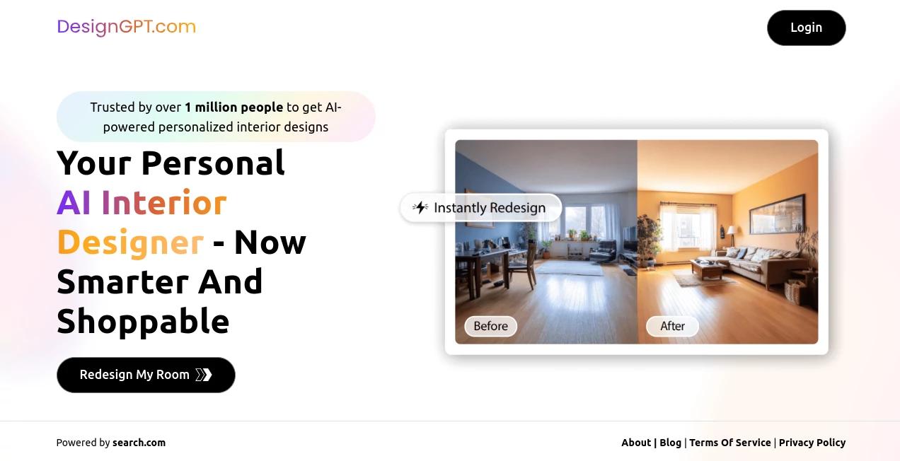 Screenshot of DesignGPT – An AI tool in the ,AI Design Assistant ,AI Design Generator ,AI Image to Image ,AI Interior & Room Design  category, showcasing its interface and key features.