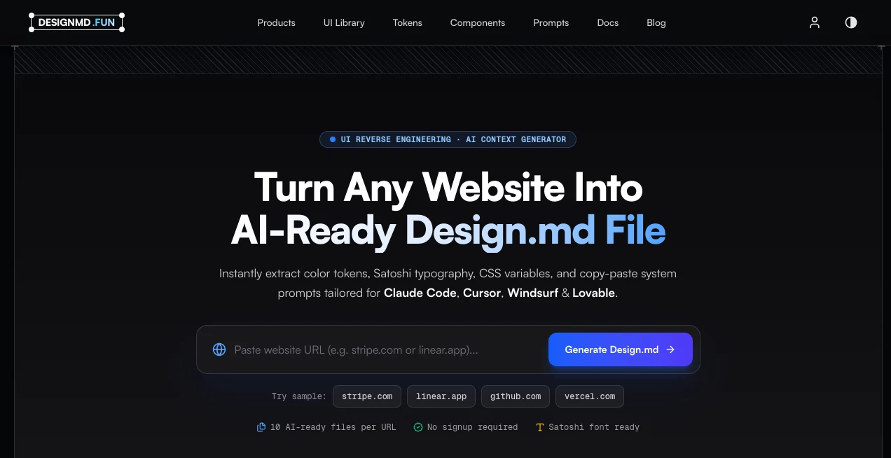 Screenshot of Designmd.fun – An AI tool in the ,AI Design Assistant ,AI Website Designer ,AI Graphic Design ,AI Developer Tools  category, showcasing its interface and key features.