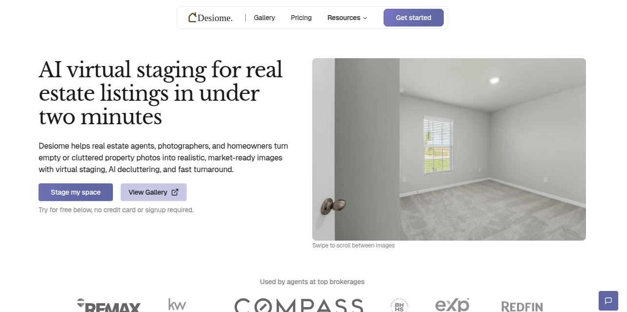 Screenshot of Desiome – An AI tool in the ,AI Photo & Image Generator ,Photo & Image Editor ,AI Interior & Room Design  category, showcasing its interface and key features.