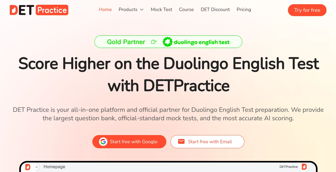 Screenshot of DET Practice – An AI tool in the ,AI Homework Helper ,AI Coaching ,AI Quizzes ,AI Education Assistant  category, showcasing its interface and key features.