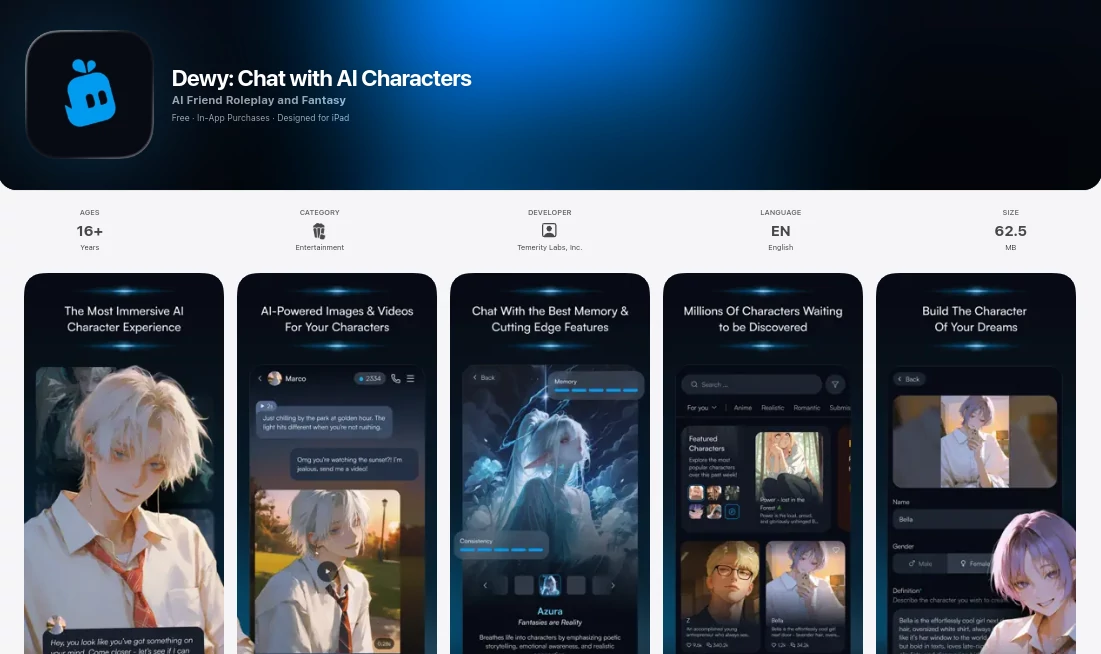 Screenshot of Dewy Chat – An AI tool in the ,AI Creative Writing ,AI Fun Tools ,AI Chatbot  category, showcasing its interface and key features.