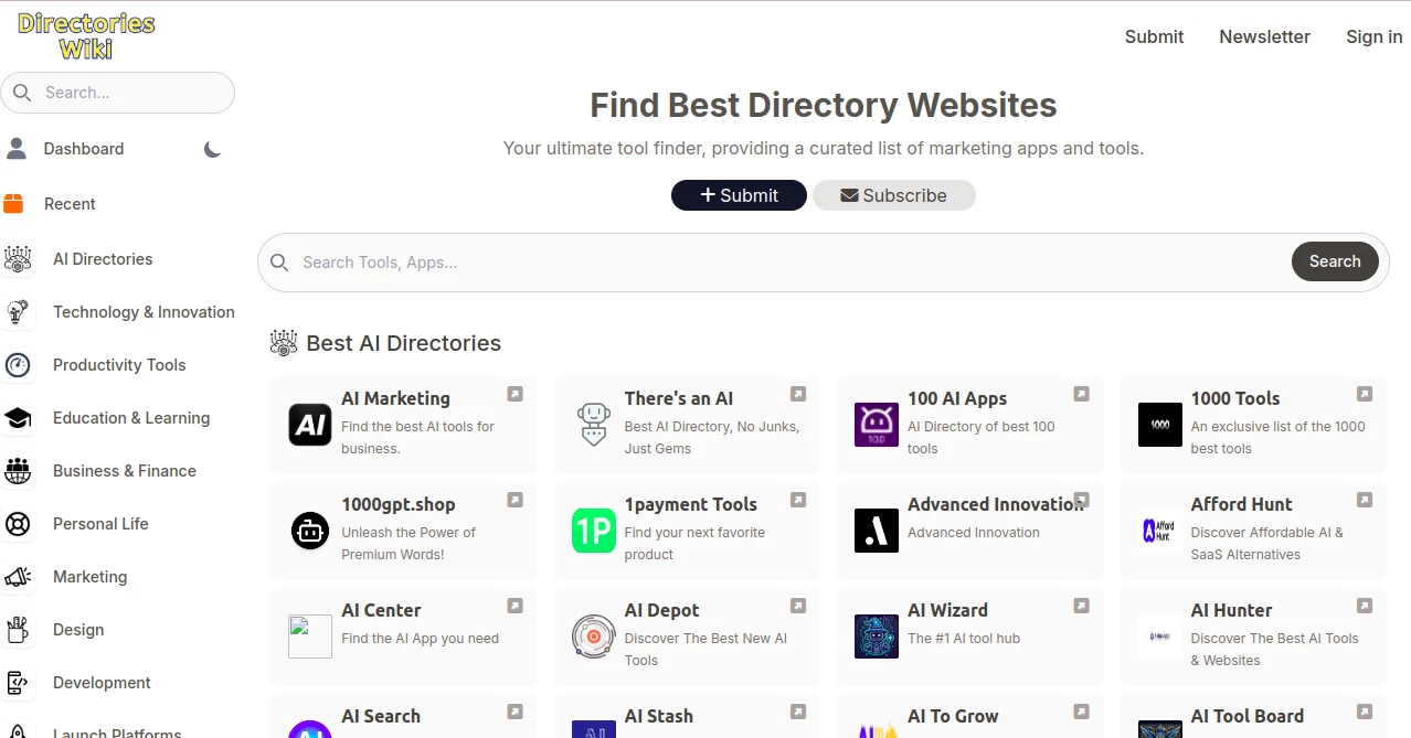 Screenshot of Directories Wiki – An AI tool in the  category, showcasing its interface and key features.