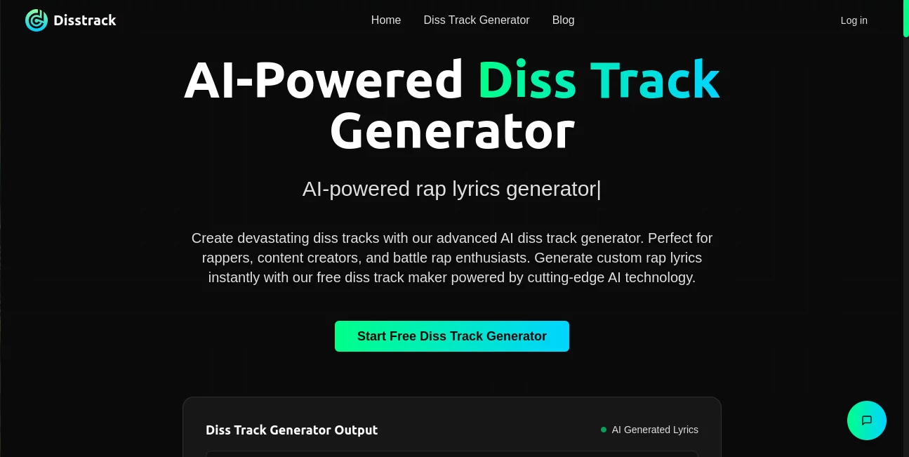 Screenshot of Diss Track Generator – An AI tool in the ,AI Creative Writing ,AI Fun Tools ,AI Lyrics Generator ,AI Content Generator  category, showcasing its interface and key features.