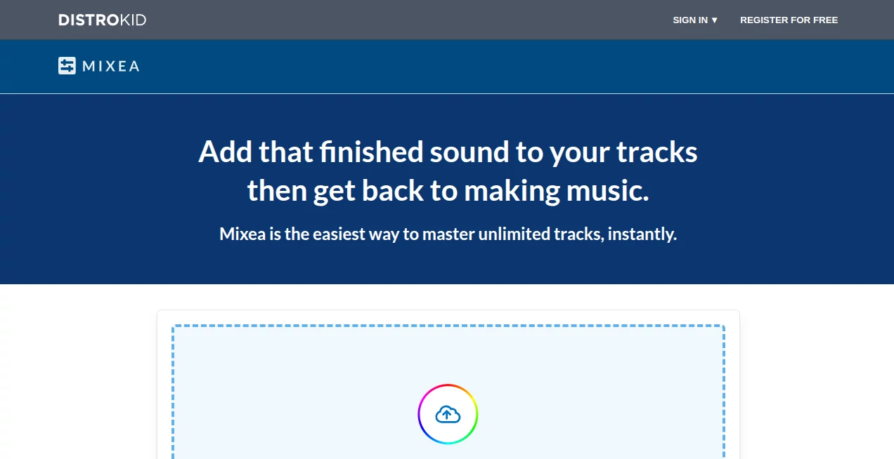 Screenshot of Mixea – An AI tool in the ,AI Audio Enhancer ,AI Voice & Audio Editing  category, showcasing its interface and key features.