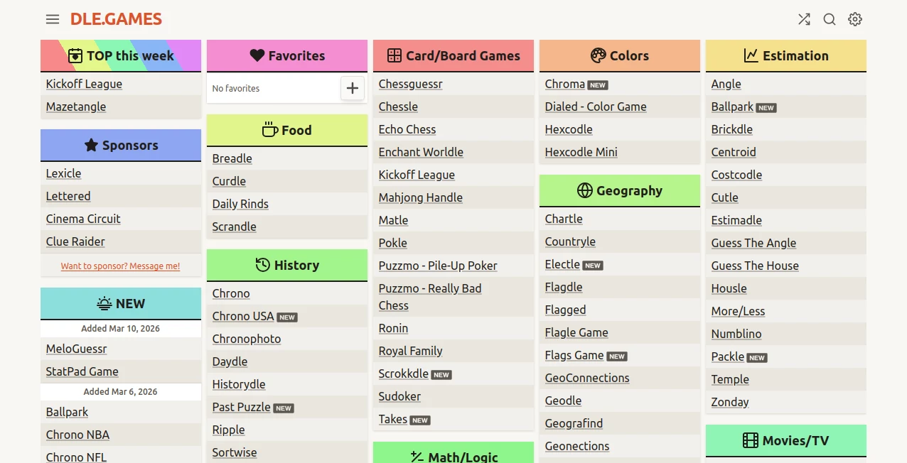 Screenshot of dle.games – An AI tool in the ,AI Game ,AI Fun Tools  category, showcasing its interface and key features.