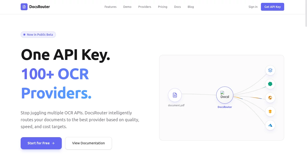 Screenshot of DocsRouter – An AI tool in the ,AI API Design ,AI Developer Tools ,AI Document Extraction ,AI Documents Assistant  category, showcasing its interface and key features.