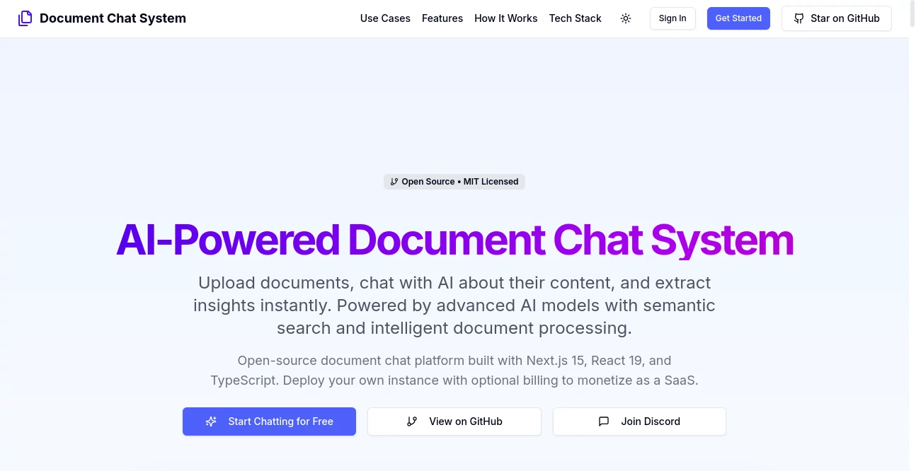 Screenshot of Document Chat – An AI tool in the ,AI Chatbot ,AI Knowledge Base ,AI Documents Assistant ,AI Files Assistant  category, showcasing its interface and key features.