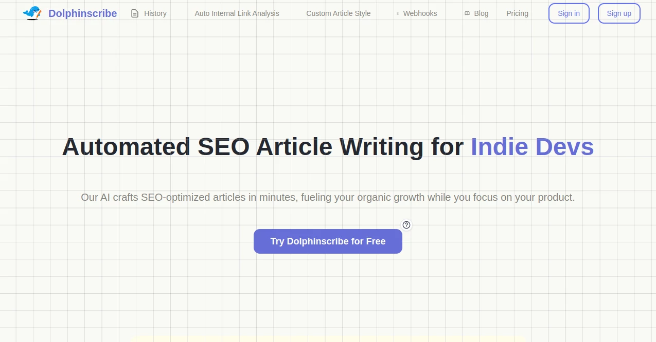 Screenshot of Dolphinscribe – An AI tool in the ,AI Blog Writer ,AI Copywriting ,AI Writing Assistants ,AI Content Generator  category, showcasing its interface and key features.