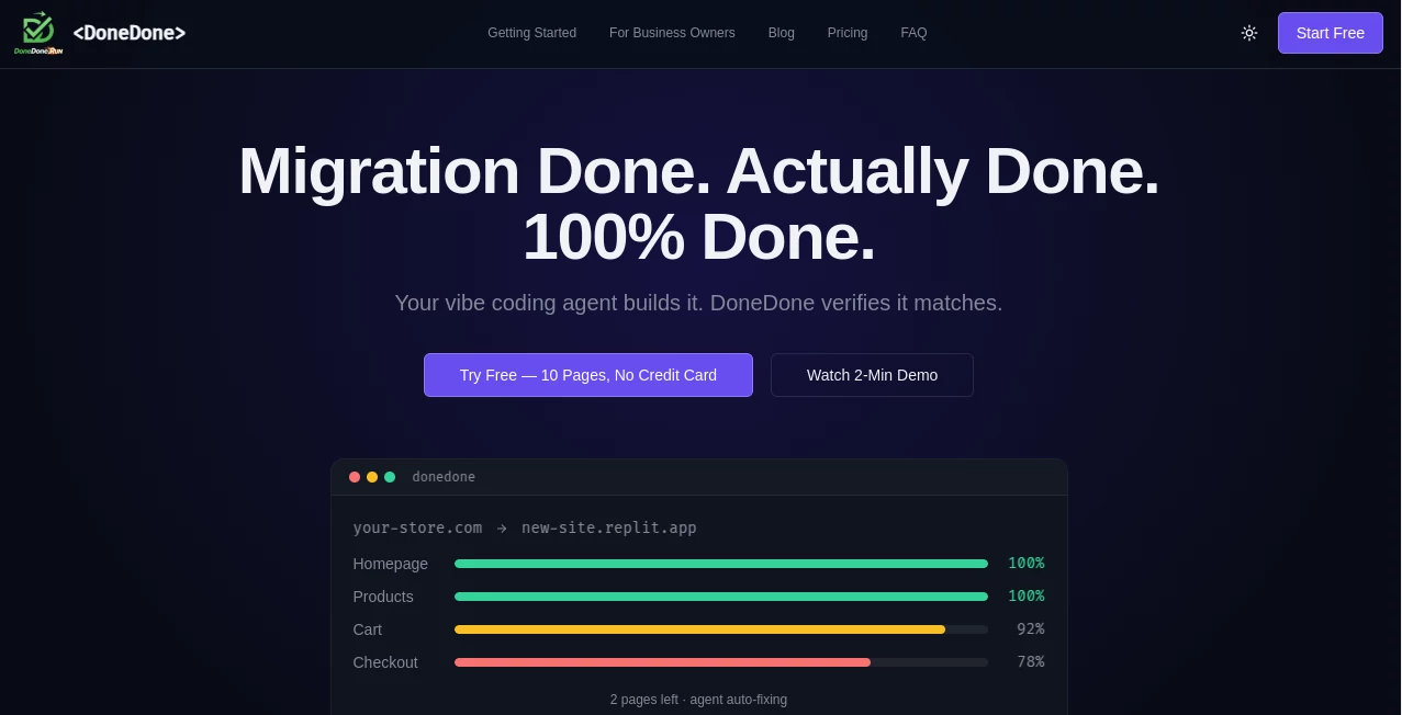 Screenshot of DoneDone – An AI tool in the ,AI Research Tool ,AI Developer Tools  category, showcasing its interface and key features.