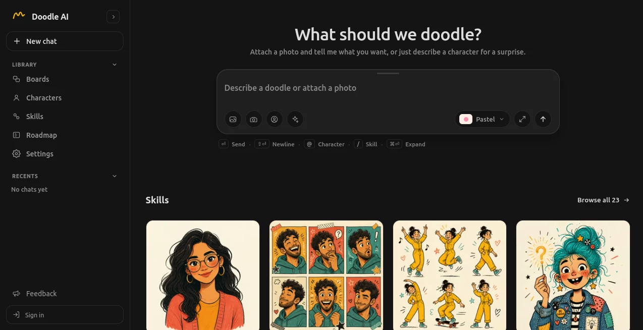 Screenshot of doodleai – An AI tool in the ,AI Illustration Generator ,AI Avatar Generator ,AI Selfie & Portrait ,Photo & Image Editor  category, showcasing its interface and key features.